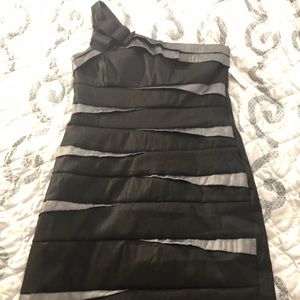 One shoulder cocktail dress.